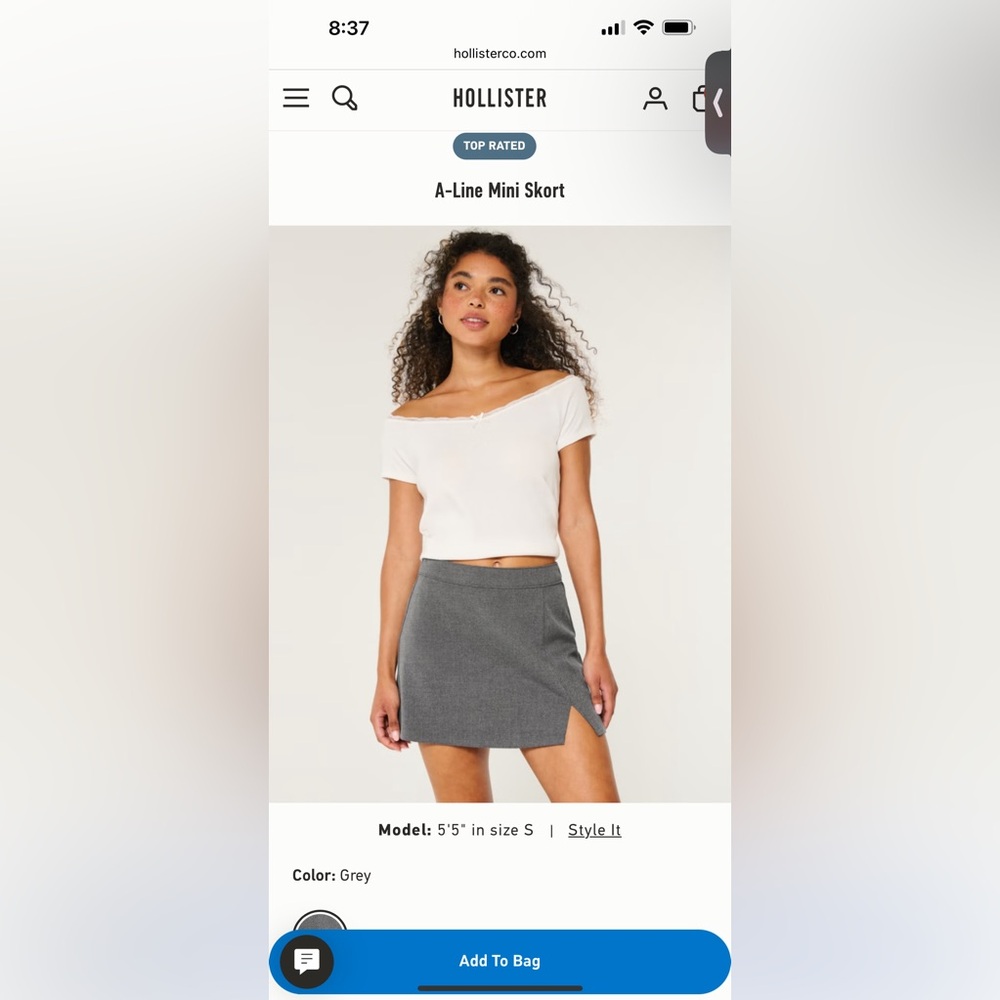 NWOT Hollister Ultra High Rise Skirt Grey Size XL